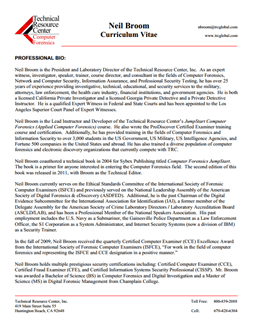 CV for Neil Broom Expert Witness in Computer Forensics Investigations in LA California